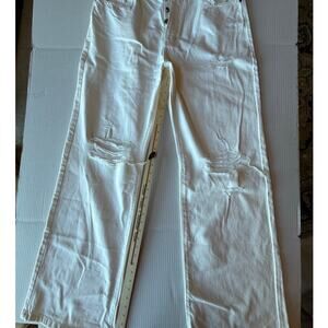 Kancan woman Jeans White Wide legs High Rise 15/31 Tall Ripped